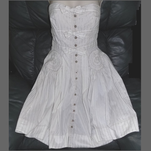 Byron Lars Strapless Dress in Cream and Gray - Picture 6 of 7